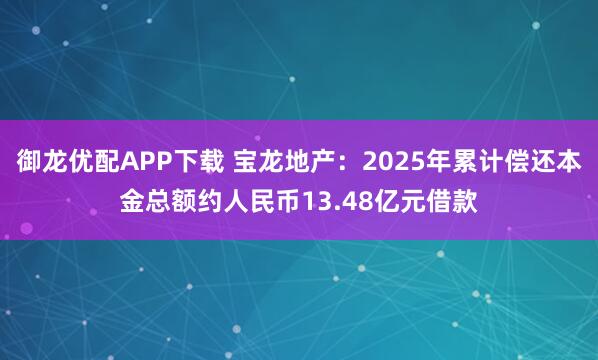 御龙优配APP下载 宝龙地产：2025年累计偿还本金总额约人民币13.48亿元借款